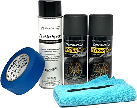 DipYourCar HyperDip Peelable Emblem Car Paint Kit - DIY Set with Cans of Automotive Spray Paint, Removable Auto Paint Kit Protection & Color for Car Badges, Shadow Black Automotive Paint