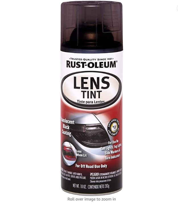 Rust-Oleum 253256 Specialty Lens Tint Spray Paint, 10 Oz Aerosol, 8-10 Sq-Ft/Can, Translucent, 10 Ounce (Pack of 1), Black