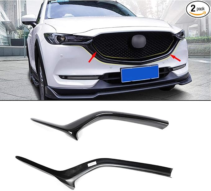 ABS Front Lower Grill Grille Trims Cover Grill Molding Chrome for Mazda CX-5 CX5 CX8 2017-2021 Gloss Black Left Right Set Pair