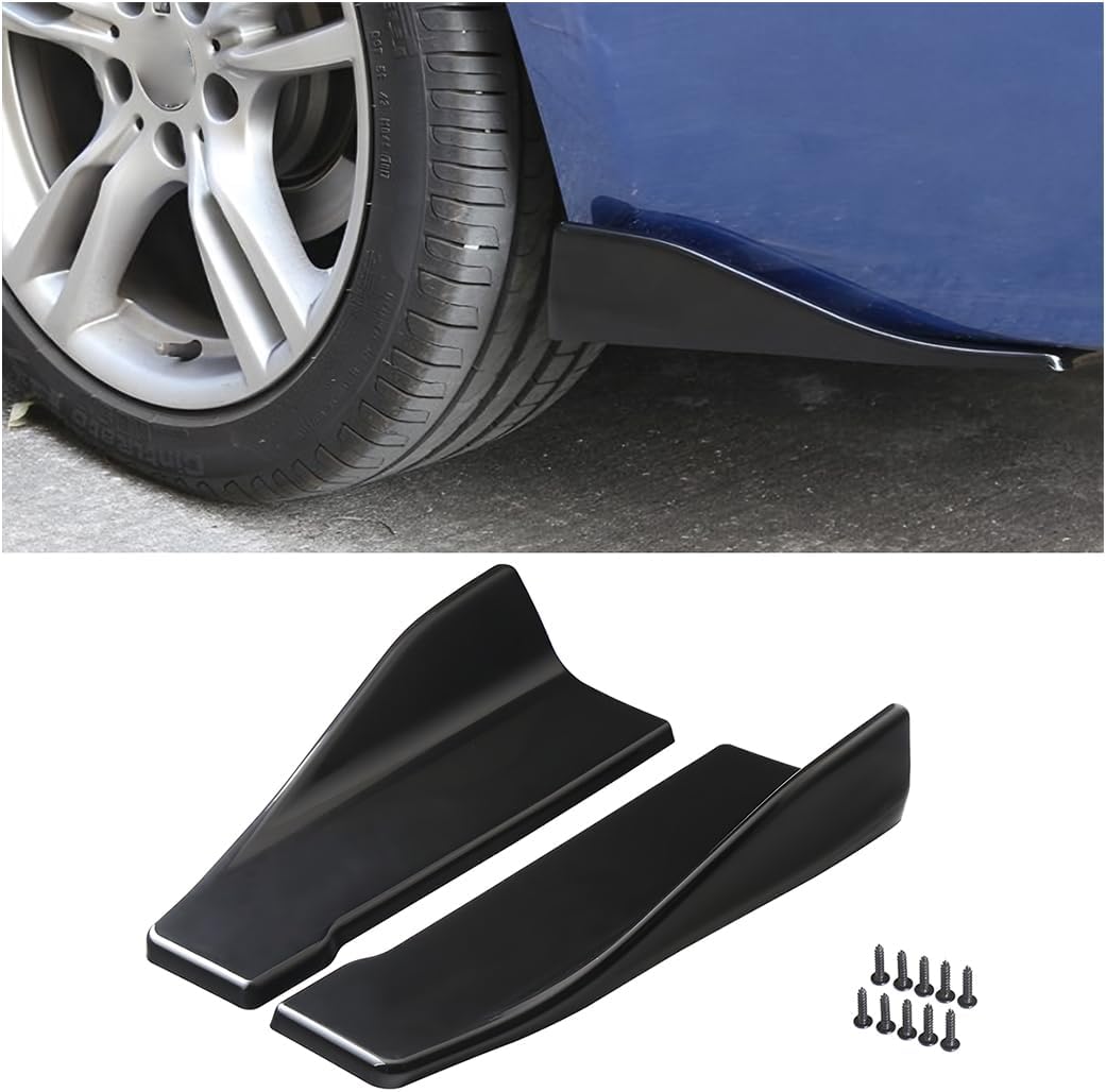 2 PCS Car Rear Bumper Guard Diffuser Splitter, Universal Anti Scratch Protector for Side Fender Skirt Lip, Auto Bumper Lip Body Kit Corner Guard Strip, Car Interior Accessories (Glossy Black)