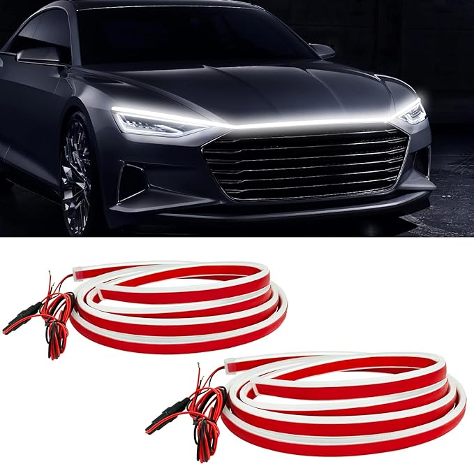 Outlet！sunva 2 Pack of 71 Inches Dynamic Car Hood Light Strip, Car LED Strip Light, Exterior Flexible Daytime Running Light Strip for Cars, Trucks, SUVs, Bright Cool White  for sale with free shipping