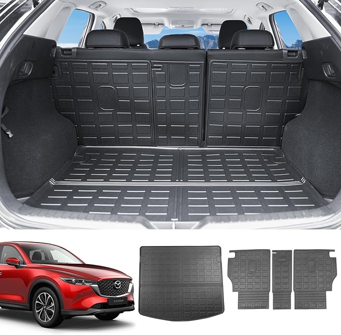 powoq Trunk Mat Compatible with 2023 2024 Mazda CX-5 Backrest Mat TPE Back Seat Protector Replacement for Mazda CX-5 2023 2024 Accessories (Fit 23 24 CX-5, Rear Backrest Mat+Rear Cargo Mat) for sale