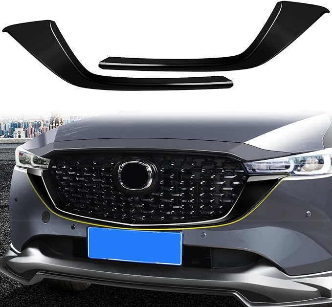 HIGH FLYING for Mazda CX-5 CX5 2022 2023 2024 Exterior Accessories Car Front Grille Inserts Cover Molding ABS Glossy Black 2pcs